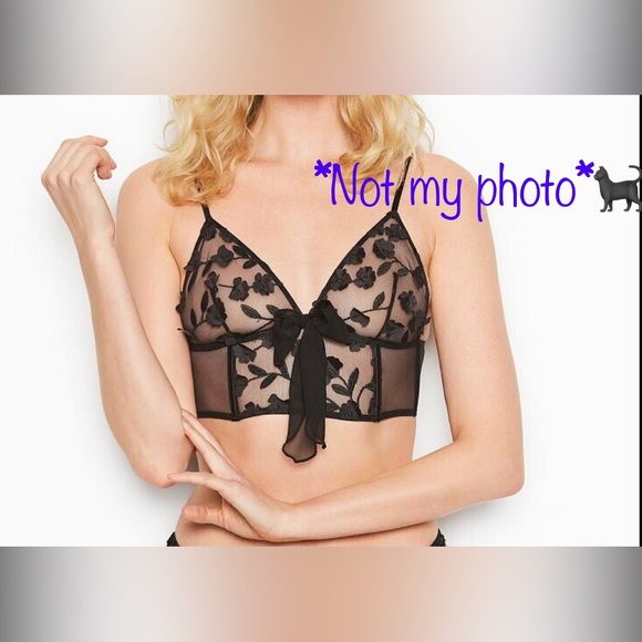 Black Mesh, long line triangle bra. Size XL - Picture 7 of 9